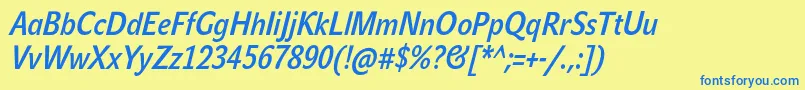 JohnsanscondLiteProBoldItalic Font – Blue Fonts on Yellow Background
