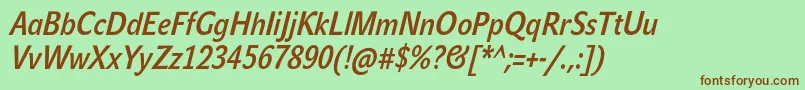 JohnsanscondLiteProBoldItalic Font – Brown Fonts on Green Background