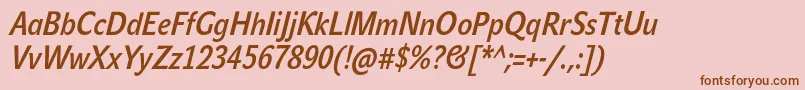 JohnsanscondLiteProBoldItalic Font – Brown Fonts on Pink Background
