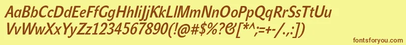 JohnsanscondLiteProBoldItalic Font – Brown Fonts on Yellow Background