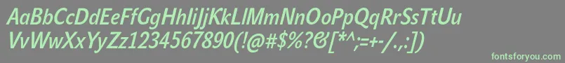 JohnsanscondLiteProBoldItalic Font – Green Fonts on Gray Background