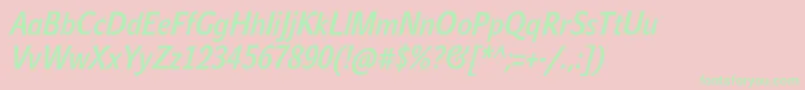 JohnsanscondLiteProBoldItalic Font – Green Fonts on Pink Background