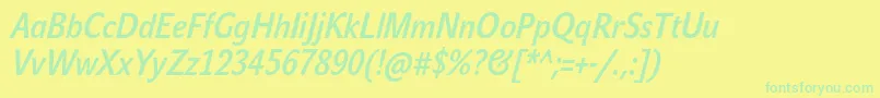 JohnsanscondLiteProBoldItalic Font – Green Fonts on Yellow Background