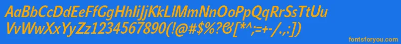 JohnsanscondLiteProBoldItalic Font – Orange Fonts on Blue Background