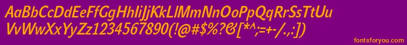 JohnsanscondLiteProBoldItalic Font – Orange Fonts on Purple Background