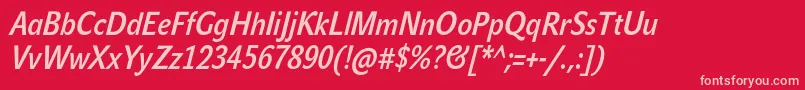 JohnsanscondLiteProBoldItalic Font – Pink Fonts on Red Background