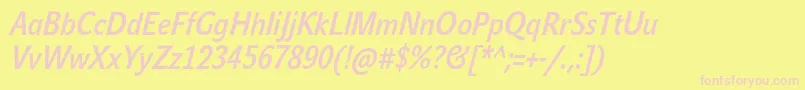 JohnsanscondLiteProBoldItalic Font – Pink Fonts on Yellow Background