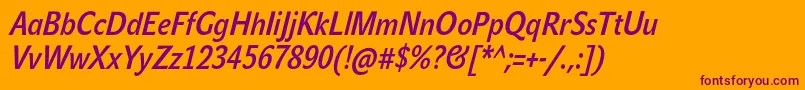 JohnsanscondLiteProBoldItalic Font – Purple Fonts on Orange Background