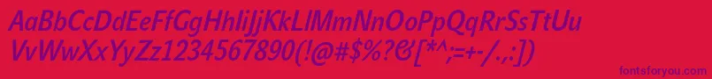 JohnsanscondLiteProBoldItalic Font – Purple Fonts on Red Background