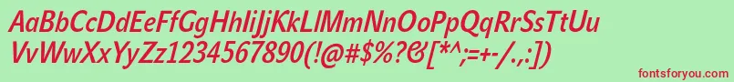 JohnsanscondLiteProBoldItalic Font – Red Fonts on Green Background