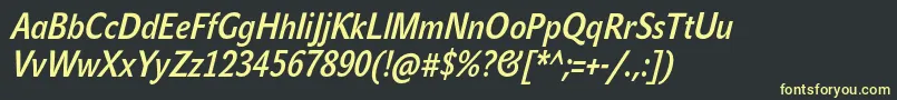 JohnsanscondLiteProBoldItalic Font – Yellow Fonts on Black Background