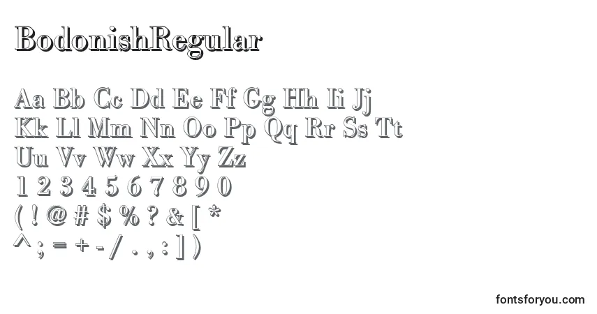 BodonishRegular Font – alphabet, numbers, special characters