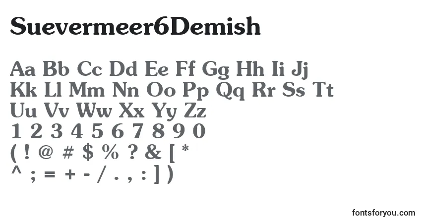 Czcionka Suevermeer6Demish – alfabet, cyfry, specjalne znaki