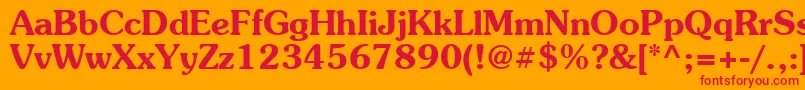 フォントSuevermeer6Demish – オレンジの背景に赤い文字