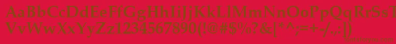 BookAntiquaРџРѕР»СѓР¶РёСЂРЅС‹Р№-Schriftart – Braune Schriften auf rotem Hintergrund