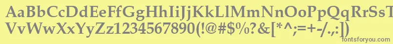 BookAntiquaРџРѕР»СѓР¶РёСЂРЅС‹Р№-Schriftart – Graue Schriften auf gelbem Hintergrund