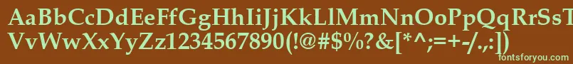 フォントBookAntiquaРџРѕР»СѓР¶РёСЂРЅС‹Р№ – 緑色の文字が茶色の背景にあります。