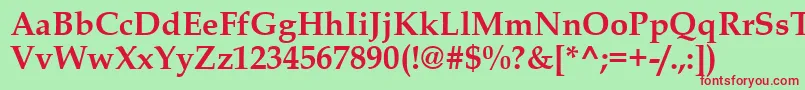 BookAntiquaРџРѕР»СѓР¶РёСЂРЅС‹Р№ Font – Red Fonts on Green Background
