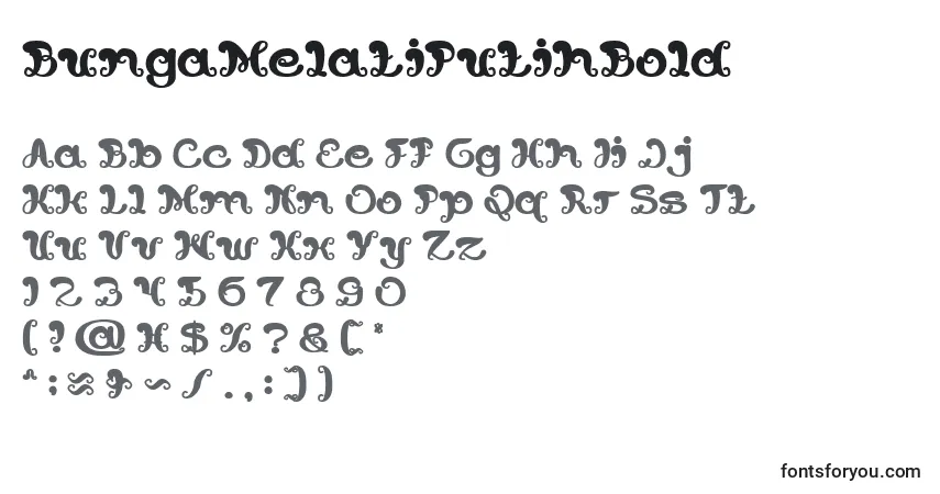 Schriftart BungaMelatiPutihBold – Alphabet, Zahlen, spezielle Symbole