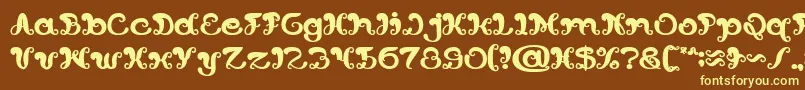 BungaMelatiPutihBold-Schriftart – Gelbe Schriften auf braunem Hintergrund