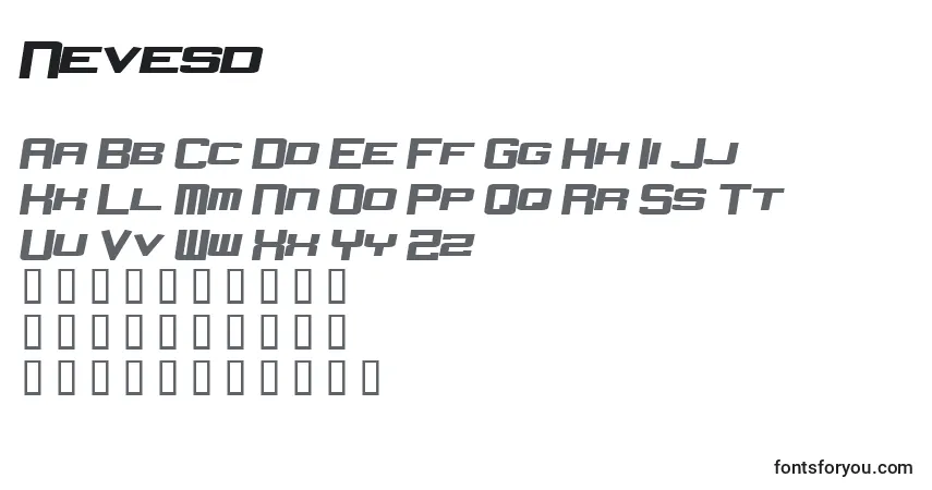 Шрифт Nevesd – алфавит, цифры, специальные символы