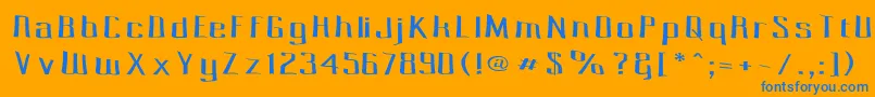 フォントPecotSpacewarp – オレンジの背景に青い文字