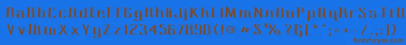 フォントPecotSpacewarp – 茶色の文字が青い背景にあります。