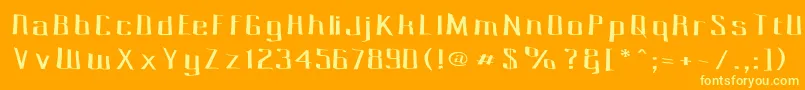 PecotSpacewarp-fontti – keltaiset fontit oranssilla taustalla