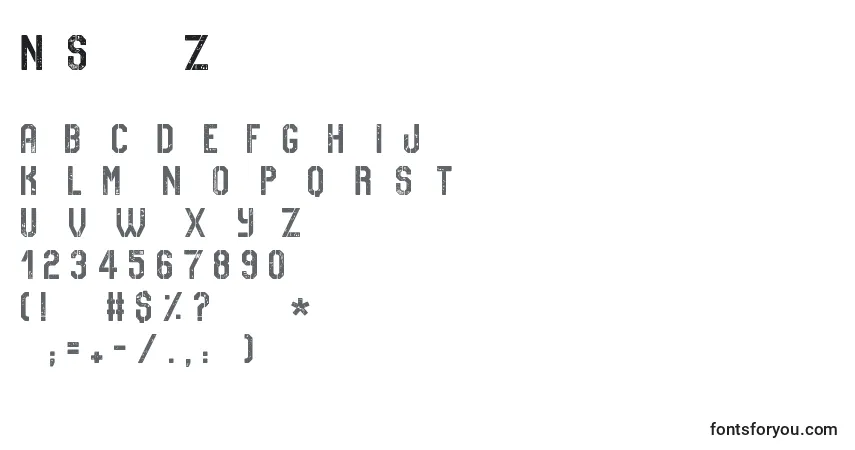 Fuente NoSafetyZone - alfabeto, números, caracteres especiales