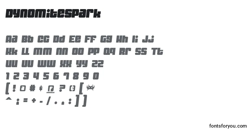 A fonte DynomiteSpark – alfabeto, números, caracteres especiais