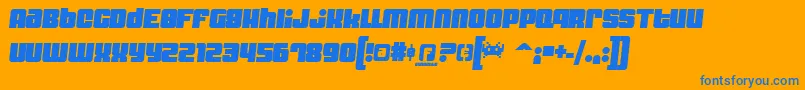 DynomiteSpark-Schriftart – Blaue Schriften auf orangefarbenem Hintergrund