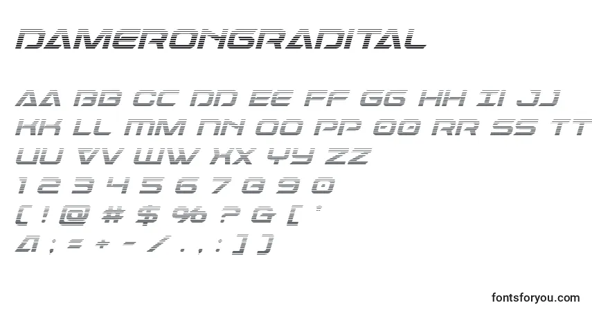 Schriftart Damerongradital – Alphabet, Zahlen, spezielle Symbole