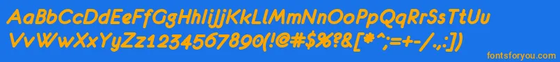 EurofurenceBolditalic-Schriftart – Orangefarbene Schriften auf blauem Hintergrund