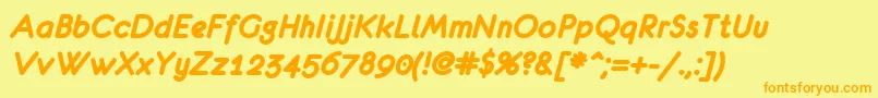 フォントEurofurenceBolditalic – オレンジの文字が黄色の背景にあります。