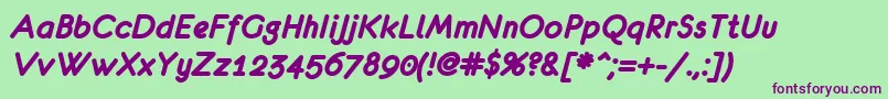 EurofurenceBolditalic Font – Purple Fonts on Green Background