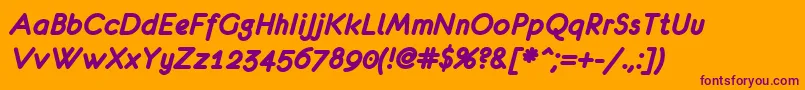 EurofurenceBolditalic-fontti – violetit fontit oranssilla taustalla