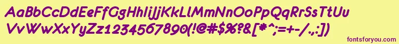 EurofurenceBolditalic Font – Purple Fonts on Yellow Background