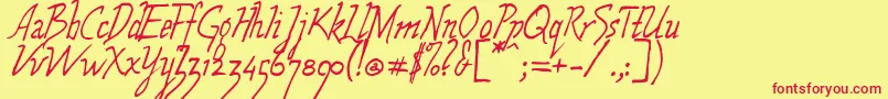 フォントWolven – 赤い文字の黄色い背景