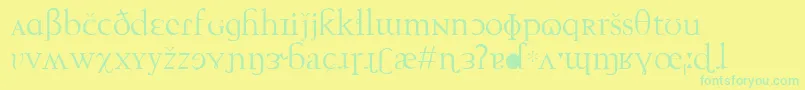 フォントTechphonetic – 黄色い背景に緑の文字