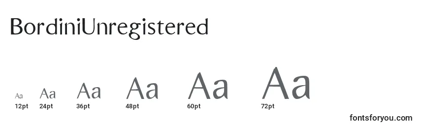 BordiniUnregistered Font Sizes