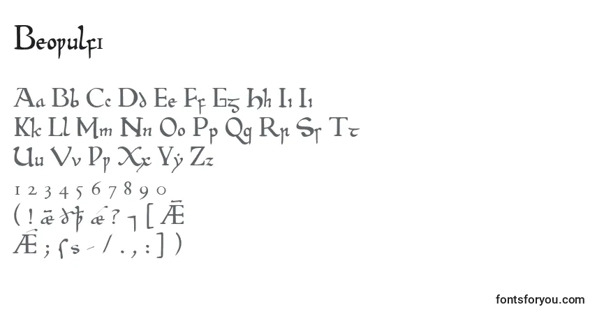 A fonte Beowulf1 – alfabeto, números, caracteres especiais