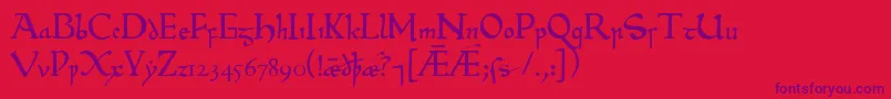Beowulf1-Schriftart – Violette Schriften auf rotem Hintergrund