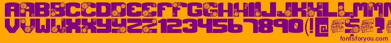 Fonte GearCrank – fontes roxas em um fundo laranja