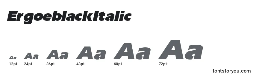 Размеры шрифта ErgoeblackItalic