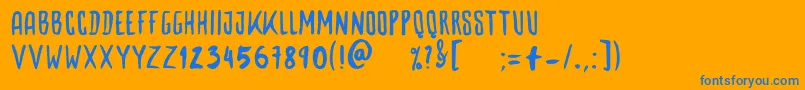 Woodbone-Schriftart – Blaue Schriften auf orangefarbenem Hintergrund