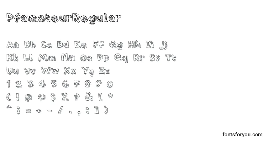 A fonte PfamateurRegular – alfabeto, números, caracteres especiais