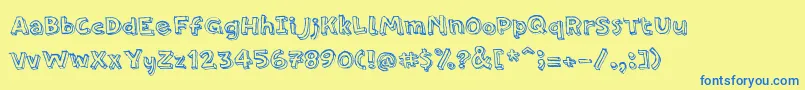 PfamateurRegular Font – Blue Fonts on Yellow Background