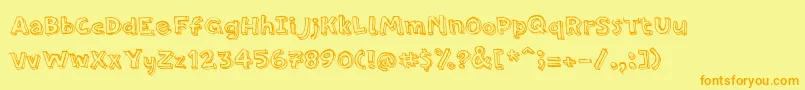 PfamateurRegular-Schriftart – Orangefarbene Schriften auf gelbem Hintergrund