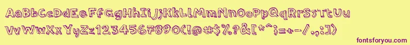 PfamateurRegular-Schriftart – Violette Schriften auf gelbem Hintergrund