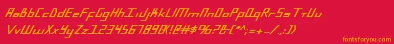 Fonte BlueJulyExtrabold – fontes laranjas em um fundo vermelho